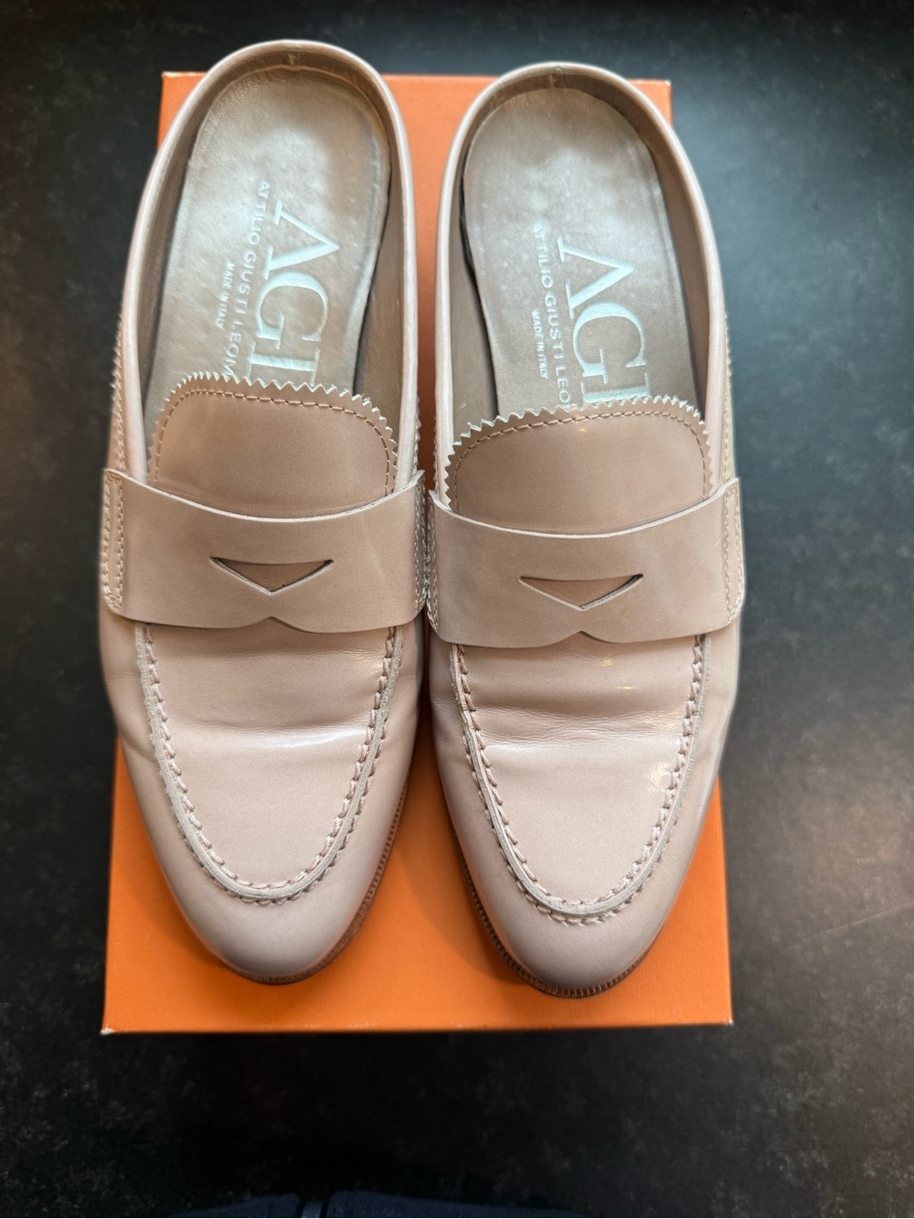 Attilio Giusti Leombruni Blush Leather Penny Loafers size 39.5